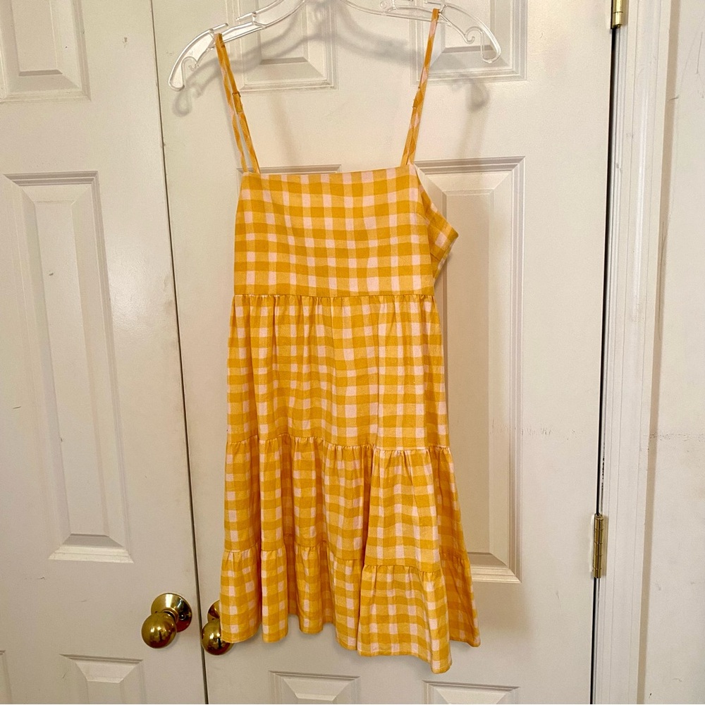 Girl and the Sun Yellow checked sun dress XS